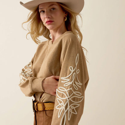 ARIAT Juliette Sweatshirt - KHAKI HEATHER