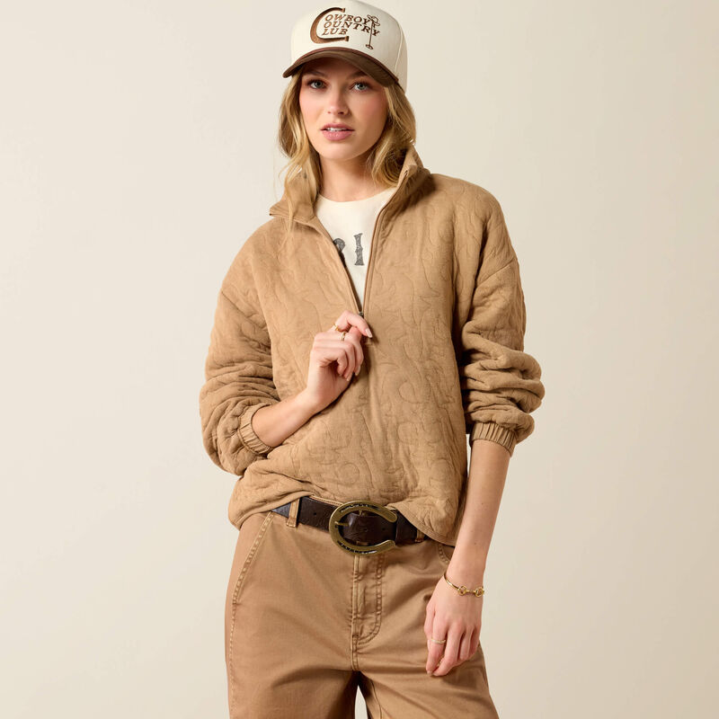 Ariat Women's Boot Stitch 1/2 Zip Pullover Tiger's Eye