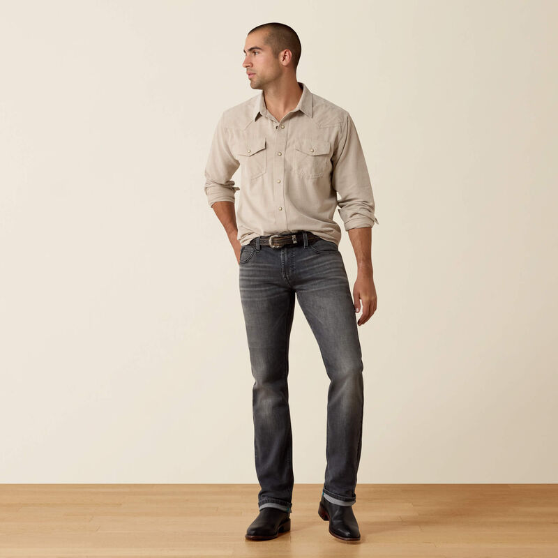 ARIAT MEN'S Retro Handorf Corduroy Fitted Snap Shirt-SAND 10080647