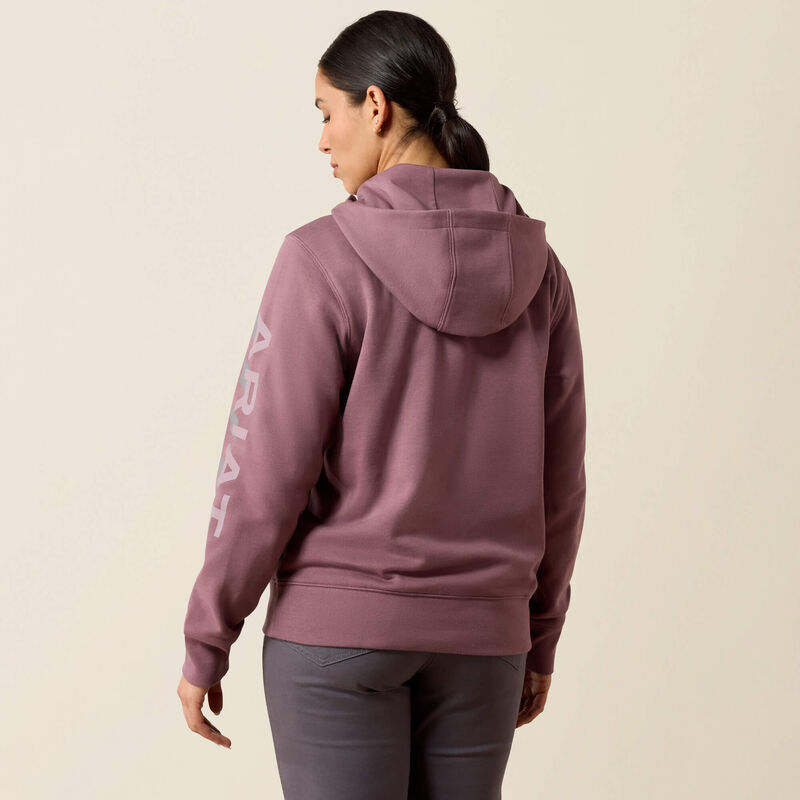 ARIAT WOMEN'S Rebar Lightweight Logo 1/2 Zip Hoodie-FLINT|TOADSTOOL