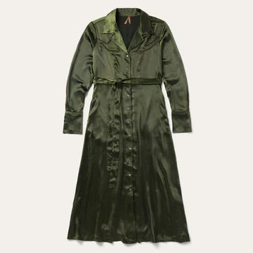 STETSON WOMENS Satin Western Dress-GREEN