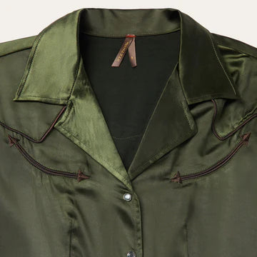 STETSON WOMENS Satin Western Dress-GREEN