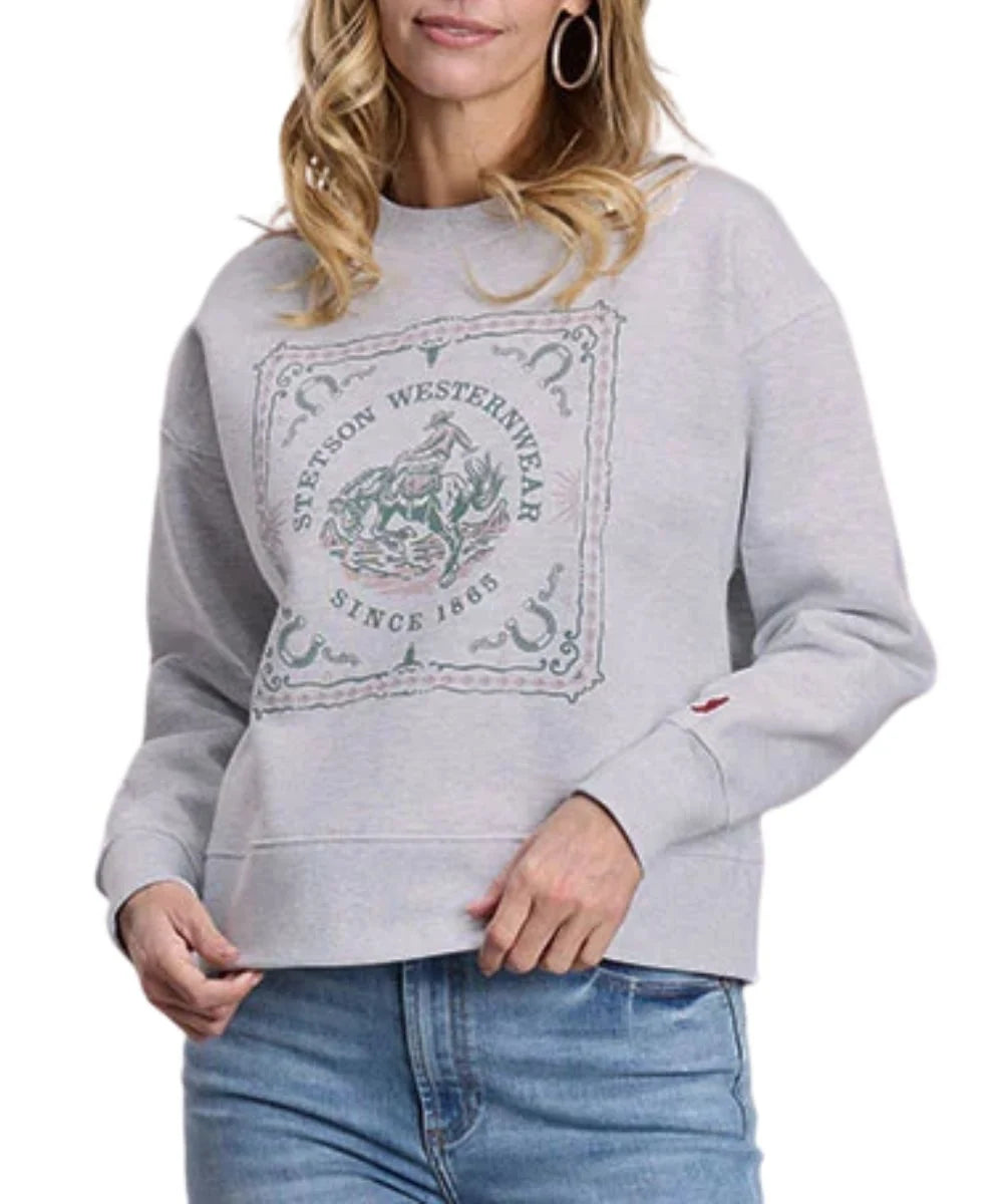 Stetson Women's Grey Boxy Crew Sweatshirt-11-098-0562-8029 GY