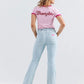 WRANGLER WOMENS X BARBIE™ LOGO SLIM RINGER TEE IN PINK