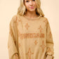23244T - Distressed Vintage Washed Western Sweatshirt: TAUPE / S
