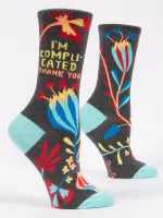 BLUE Q I'M COMPLICATED. THANK YOU. CREW SOCKS WOMENS