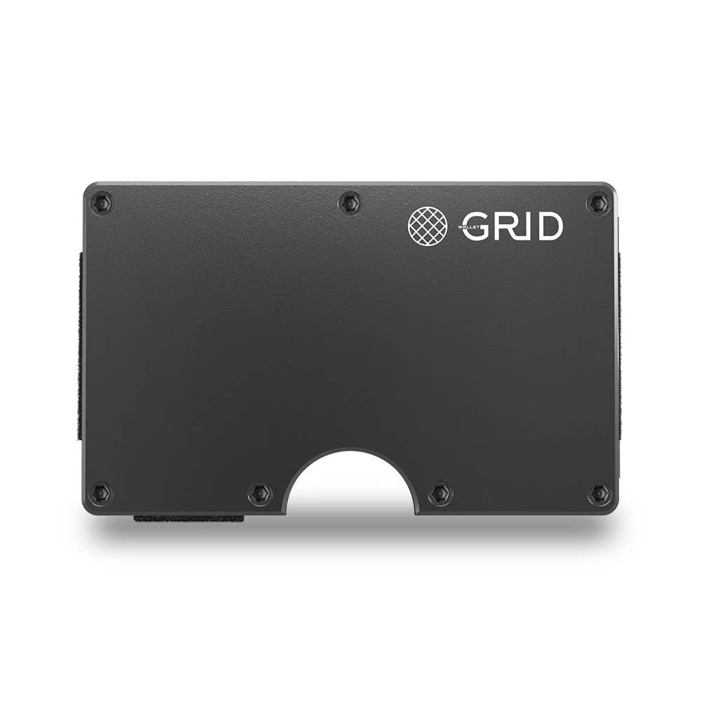 Grid Wallet // Gunmetal Aluminum: Gunmetal / Aluminum / 3.38"L x 2.12"W x 0.23"H