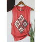 COWBOY AZTEC RODEO GRAPHIC TANK TOP: MINERAL SCARLETTE RED