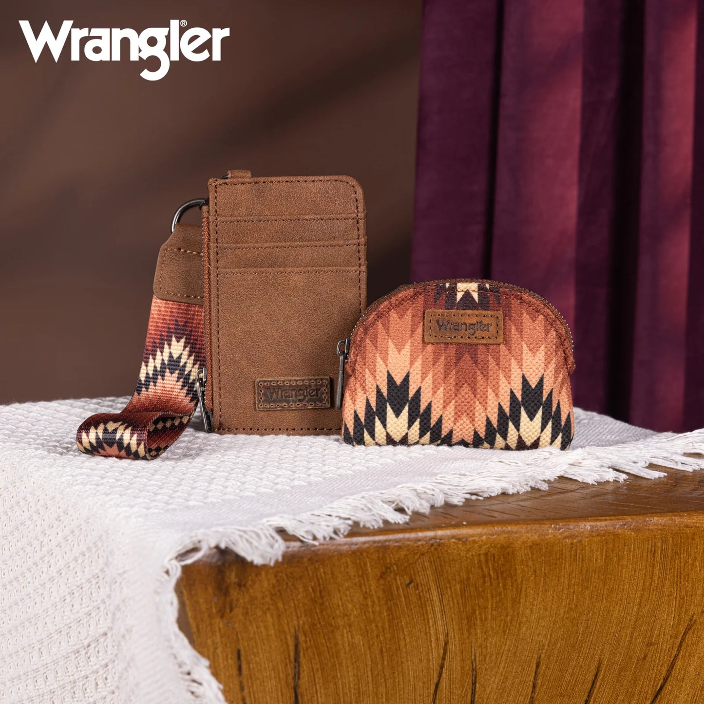 Wrangler Southwestern Art Print Dual Pouch Wristlet