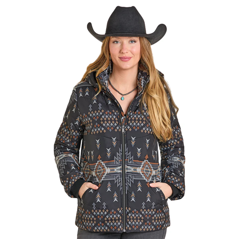 PANHANDLE SLIM Women's Aztec Hooded Puffer Jacket DW92C06854