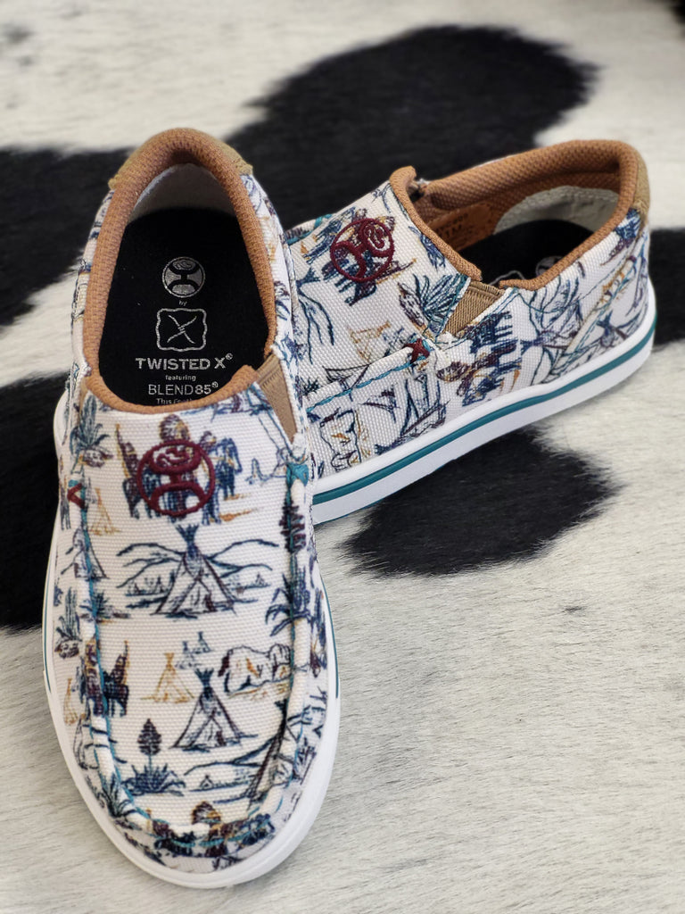 TWISTED X YOUTH HOOEY SLIP ON LOPER IVORY & TURQUOISE