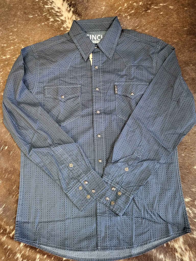 CINCH MENS LS PRINT MODERN NAVY SNAP SHIRT