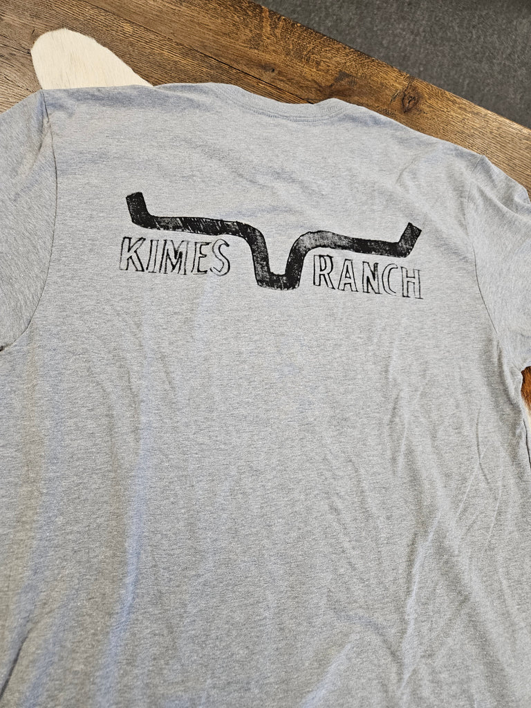KIMES RANCH MENS GREY AND BLACK LOGO T-SHIRT