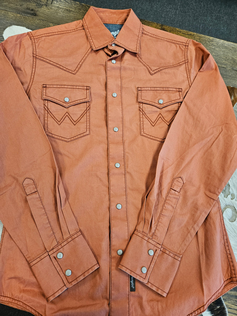 Wrangler Men's Retro Snap Shirt  Rust