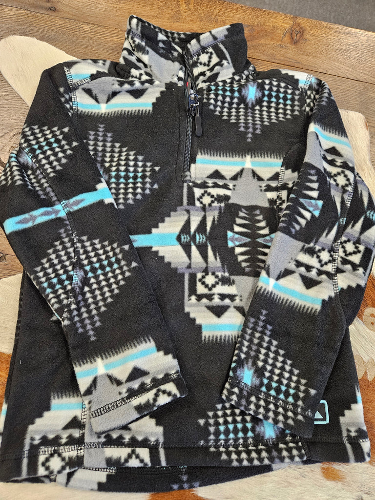 POWDER RIVER BOYS AZTEC FLEECE PULLOVER BLUE/BLACK