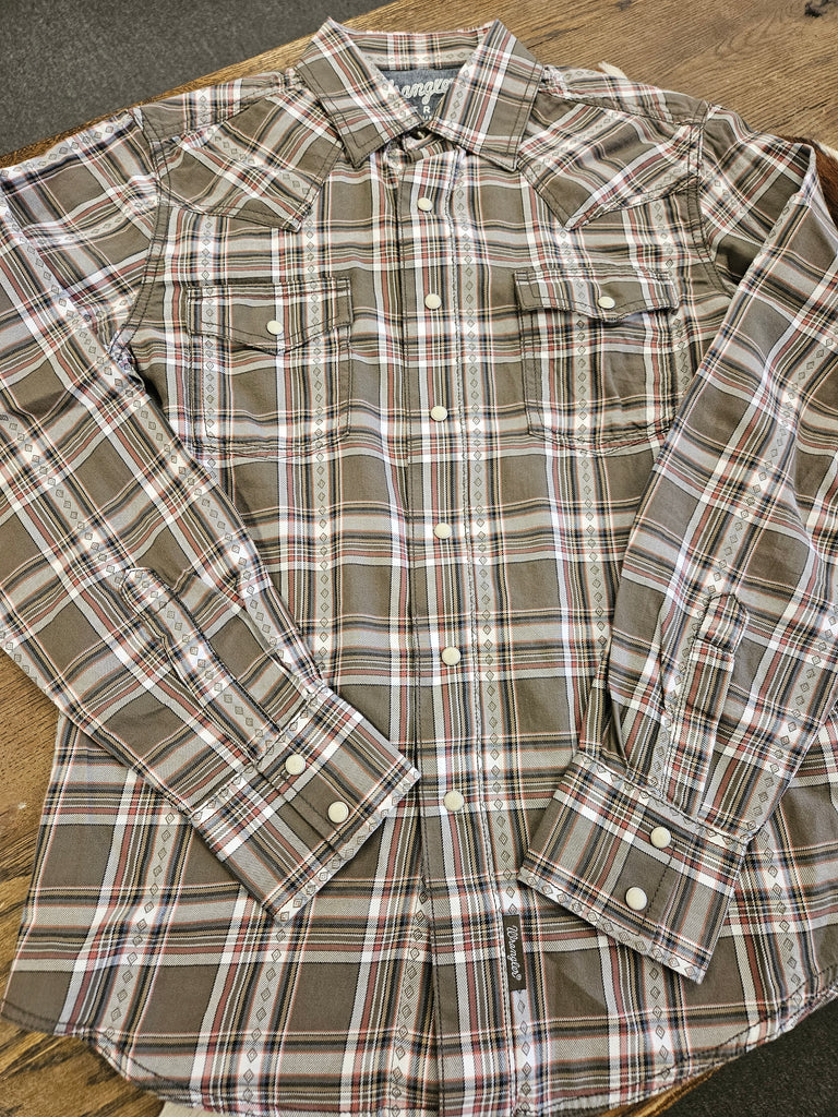 WRANGLER MENS RETRO SAGE SNAP BUTTON UP