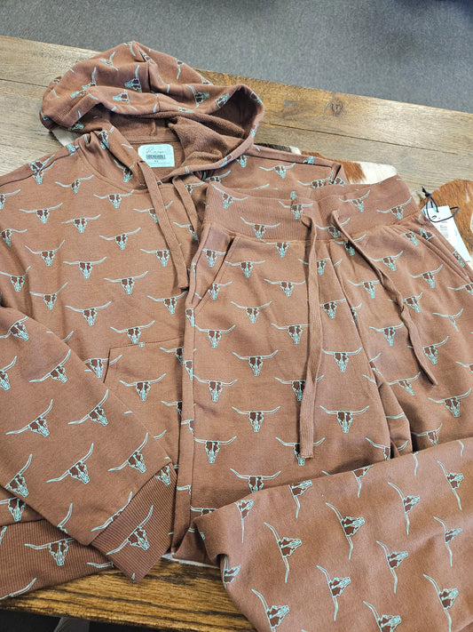 ROCK & ROLL STEER PRINT BROWN JOGGERS