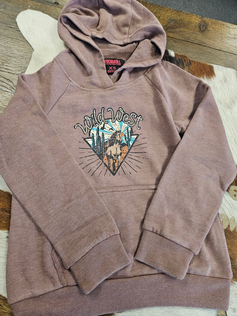 ROCK & ROLL GIRLS WILD WEST MAUVE HOODY