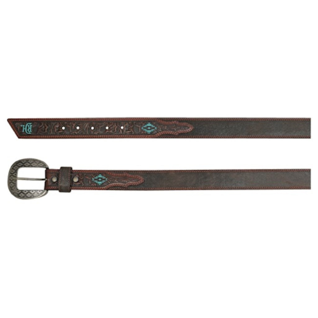 RED DIRT MENS BELT TOOLED BILLETS W/TURQUOISE ACCENT