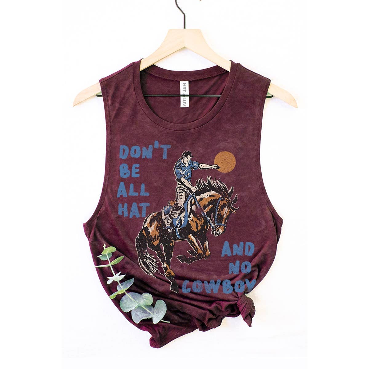 DONT BE ALL HAT AND NO COWBOY MINERAL GRAPHIC TANK TOP: MINERAL VINTAGE BLUE