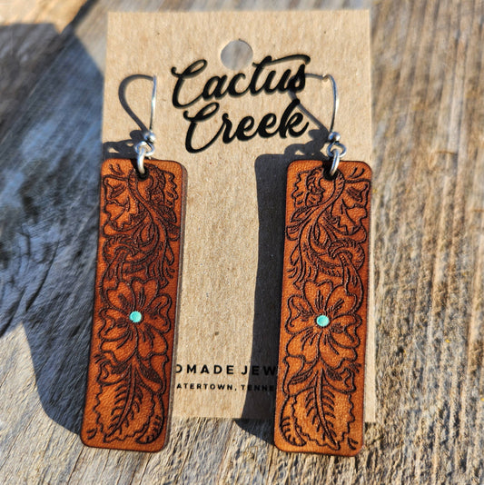 "Annie"  Tooled Leather Western Earrings