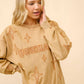 23244T - Distressed Vintage Washed Western Sweatshirt: TAUPE / L