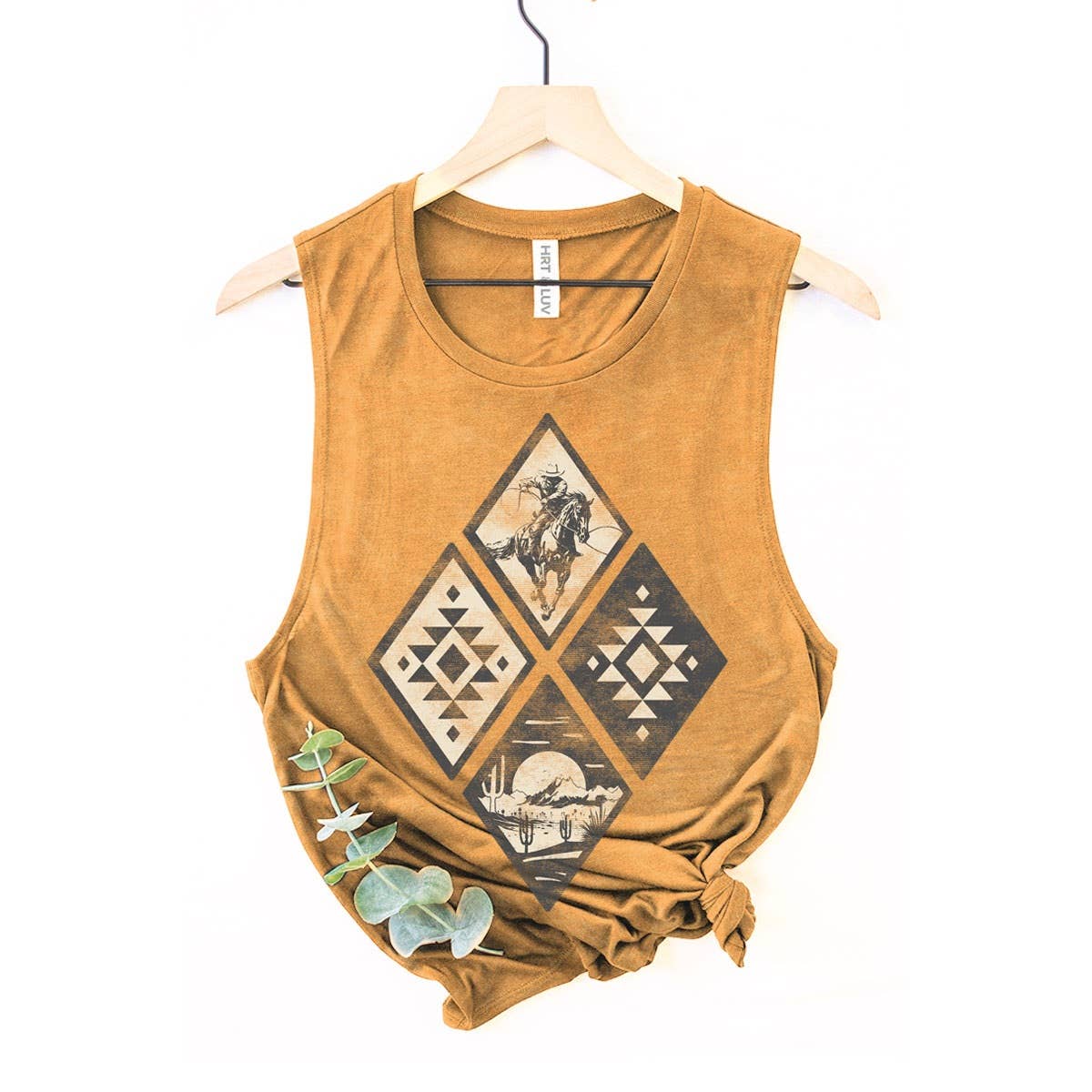COWBOY AZTEC RODEO GRAPHIC TANK TOP: MINERAL SCARLETTE RED