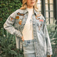 22755J - Garment Washed Snap Up Rodeo Denim Jacket: LIGHT WASH / M