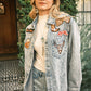 22755J - Garment Washed Snap Up Rodeo Denim Jacket: LIGHT WASH / M