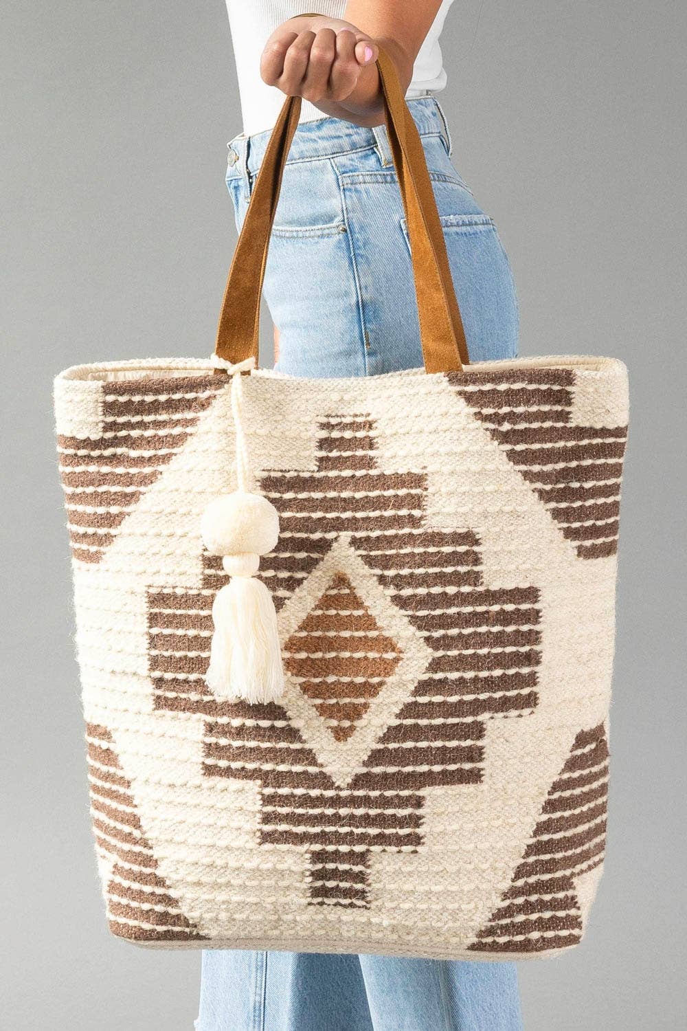 Cream, Brown & Rust Western Tote