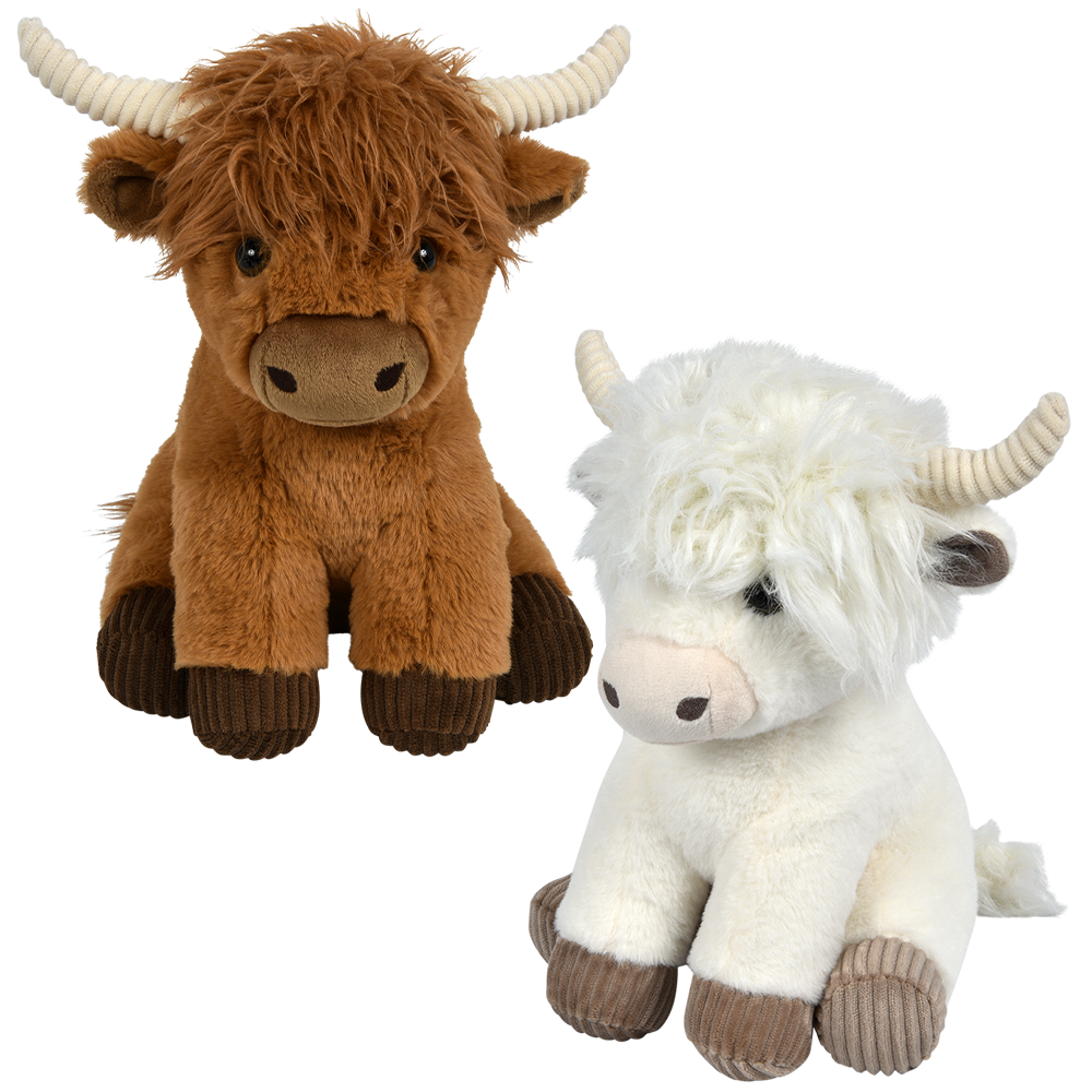 HIGHLAND COW PLUSHIE (WHITE/BROWN)