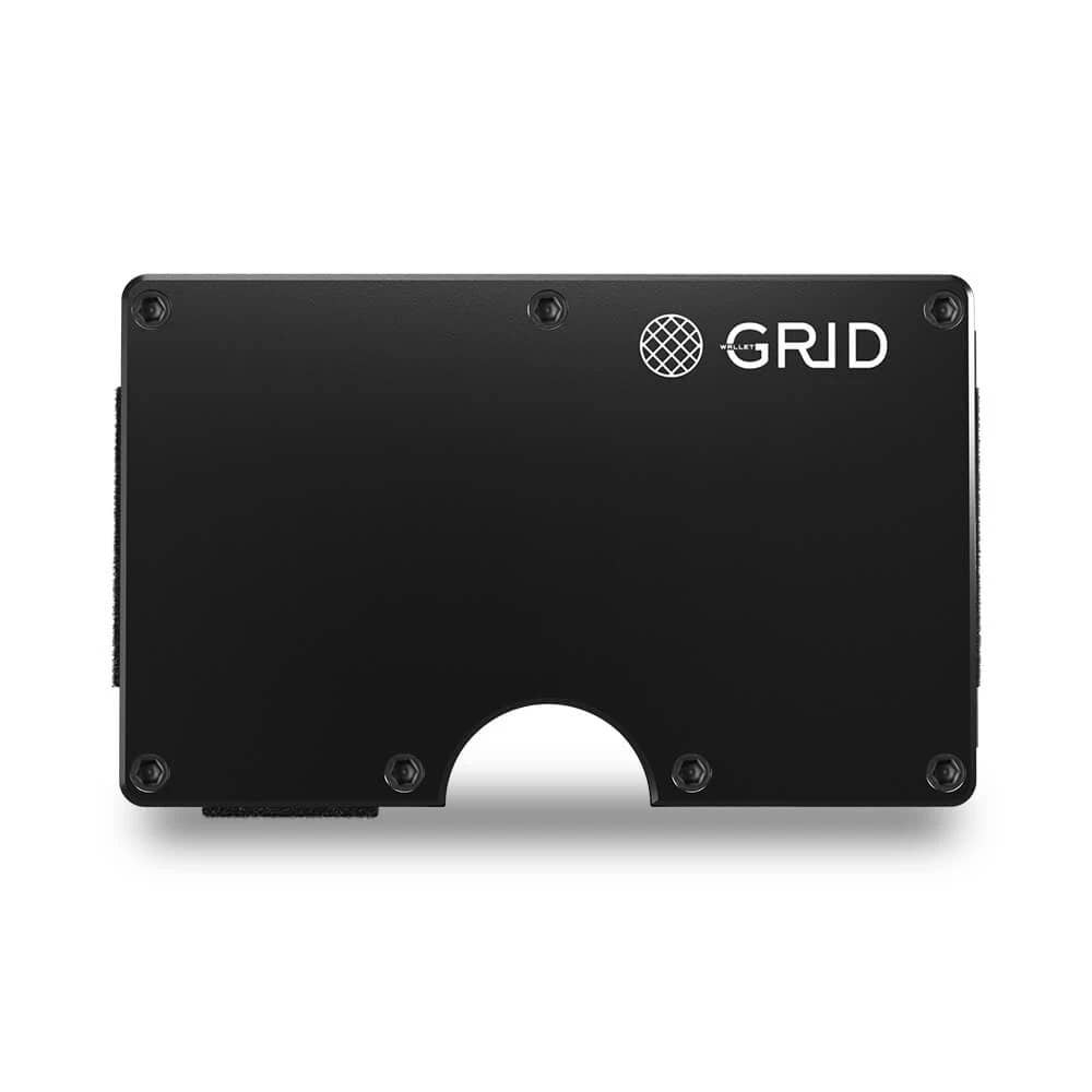 Grid Wallet // Black Aluminum: Black / Aluminum / 3.38"L x 2.12"W x 0.23"H