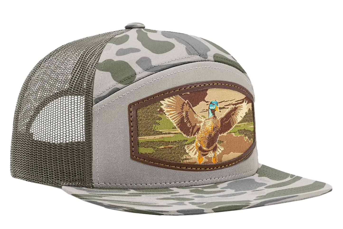 Mallard Woven Patch Old School Camo Hat.: OS Brown Camo