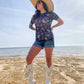 Texas Rodeo Short Sleeve Mesh Top - Black/Turq/White