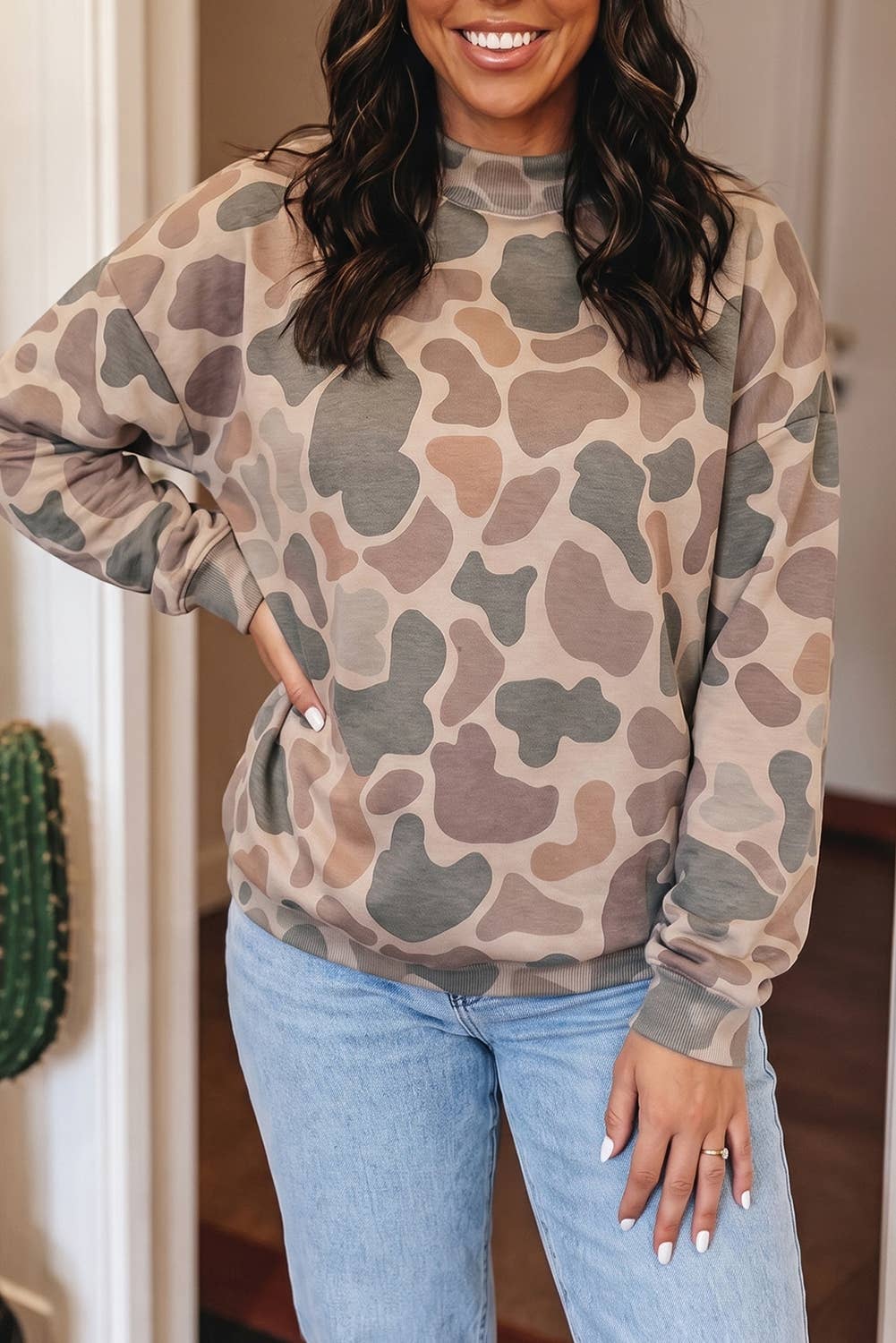 Full SizeCasual Camouflage Western Style Pullover Sweatshirt: Multicolour / S