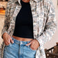 Casual Camouflage Button Down Tunic Shacket: Multicolour / S