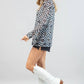 VALERIE WESTERN PRINT CHECKERS PRINT MESH TOP: IVORY/BLACK