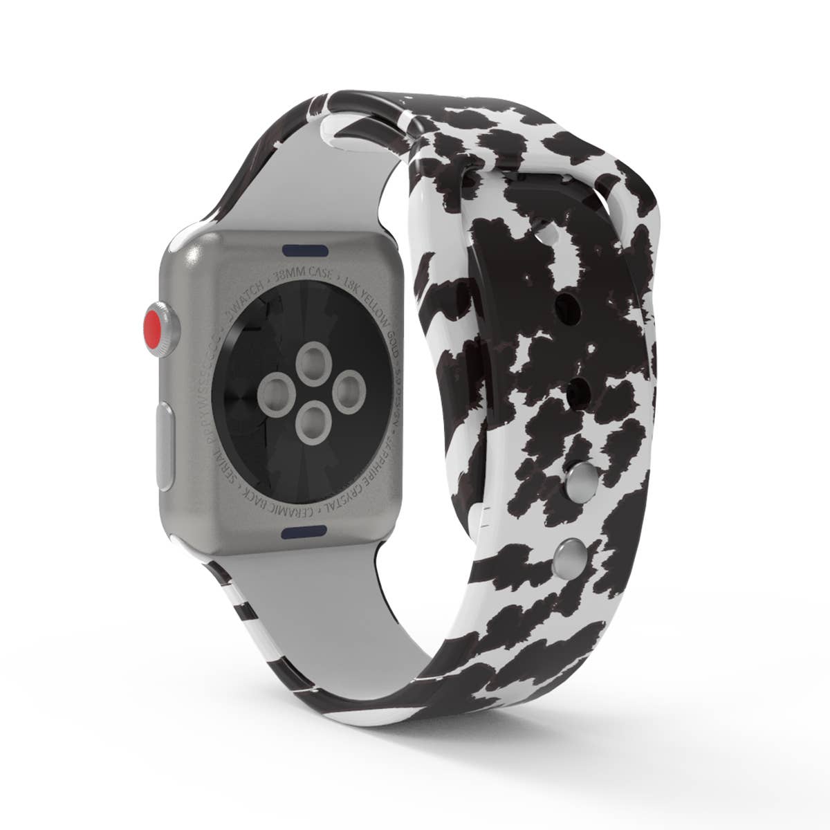 Black Cow Apple Watch Pattern Silicone Animal Milk Band: 38/40/41mm