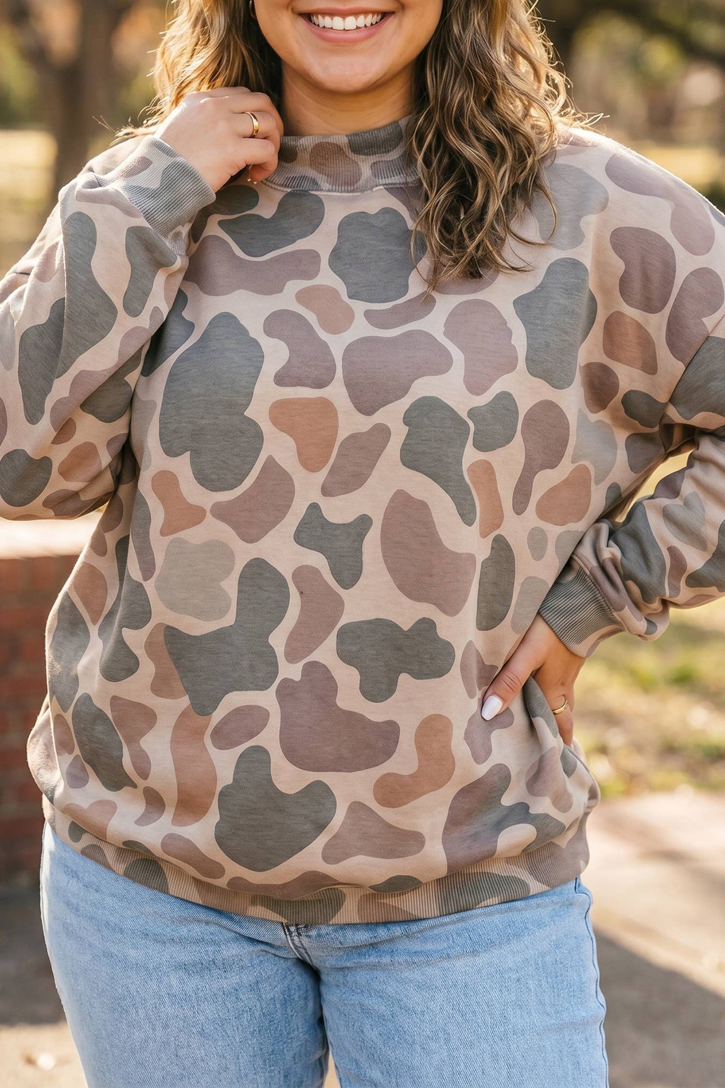 Full SizeCasual Camouflage Western Style Pullover Sweatshirt: Multicolour / S