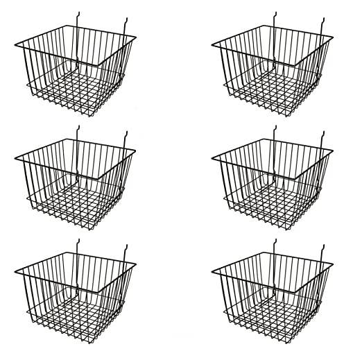 Deep Wire Storage Baskets For Gridwall and Slatwall Dimensions: 12" x 12" x 8" Deep - Sold in a Set of 6 Baskets: BLACK