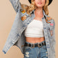 22755J - Garment Washed Snap Up Rodeo Denim Jacket: LIGHT WASH / S