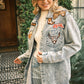 22755J - Garment Washed Snap Up Rodeo Denim Jacket: LIGHT WASH / S