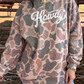 Camo Howdy Western Baggy Pullover Mock Neck Sweatshirt : Multicolour / S
