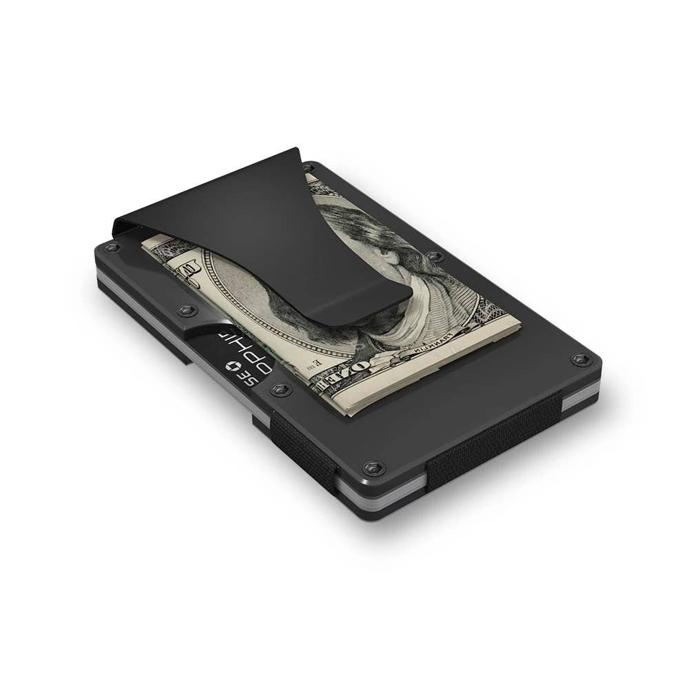 Grid Wallet // Gunmetal Aluminum: Gunmetal / Aluminum / 3.38"L x 2.12"W x 0.23"H