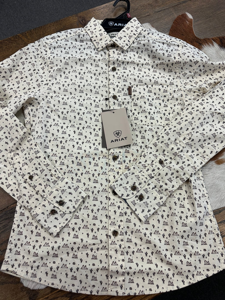 ARIAT MENS MILTON MODERN L/S BUTTON UP (OFF WHITE)