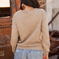 Western Letter Embroidery Mineral Wash Loose Sweatshirt: As shown / Missy / S