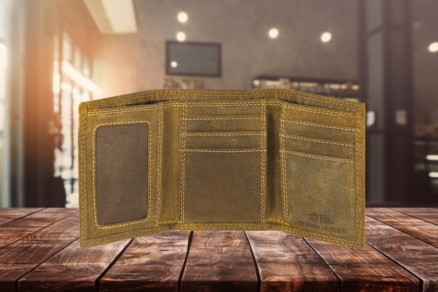 Shotshell Vintage Tan Leather Trifold Wallet