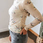 Western Mock Neck Print Mesh Sheer Long Sleeve Top(S-4X): Beige / S