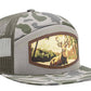 Buck Woven Patch Old School Camo Hat.: OS Harvest Camo