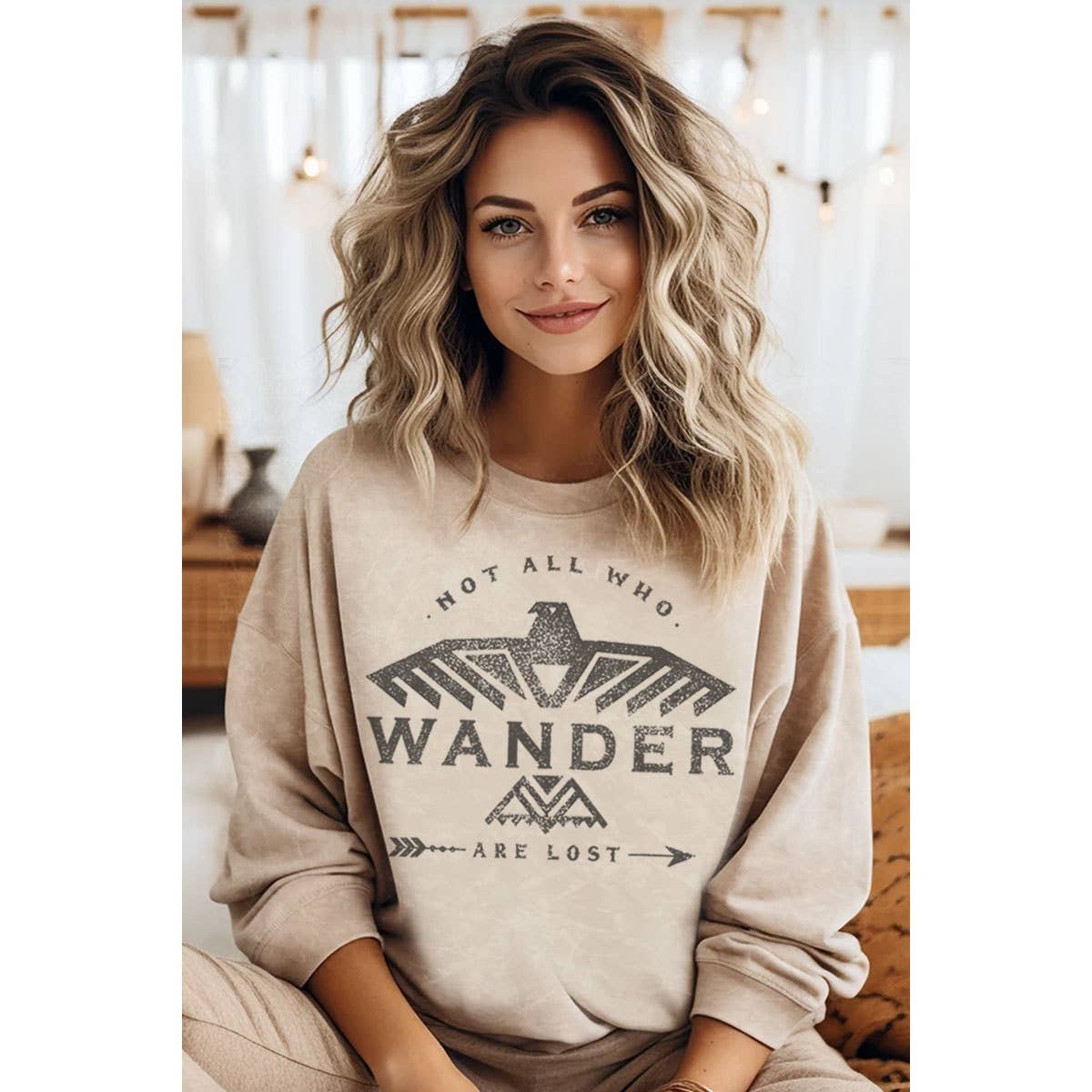 NOT ALL WHO WANDER  MINERAL GRAPHIC SWEATSHIRTS: Mineral Oatmeal